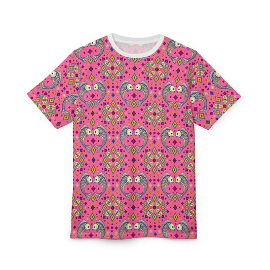 Unisex Cut & Sew T-Shirt, (AOP), Pisces, Zodiac v3, Jewels Pattern