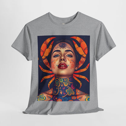 Unisex Heavy Cotton T-Shirt, Cancer, Zodiac v2, Sexy Art