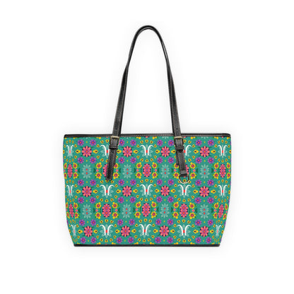 Leather Shoulder Bag, Aquarius, Zodiac v2, Flower Pattern
