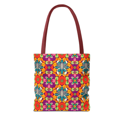 Tote Bag, (AOP), Scorpio, Zodiac v3, Flower Pattern