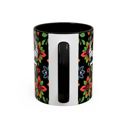 Accent Coffee Mug, Taurus, Zodiac v2. Flower Pattern, (11, 15oz)