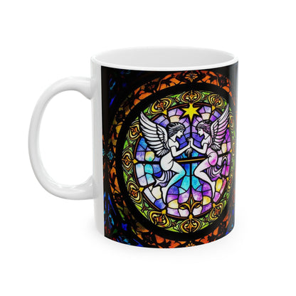 Ceramic Mug, (11oz, 15oz), Ceramic Coffee Mug, AOP, Glass Design, Gemini Zodiac