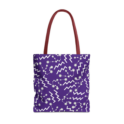 Tote Bag, Aquarius Zodiac Sign, AOP, (Purple, White)