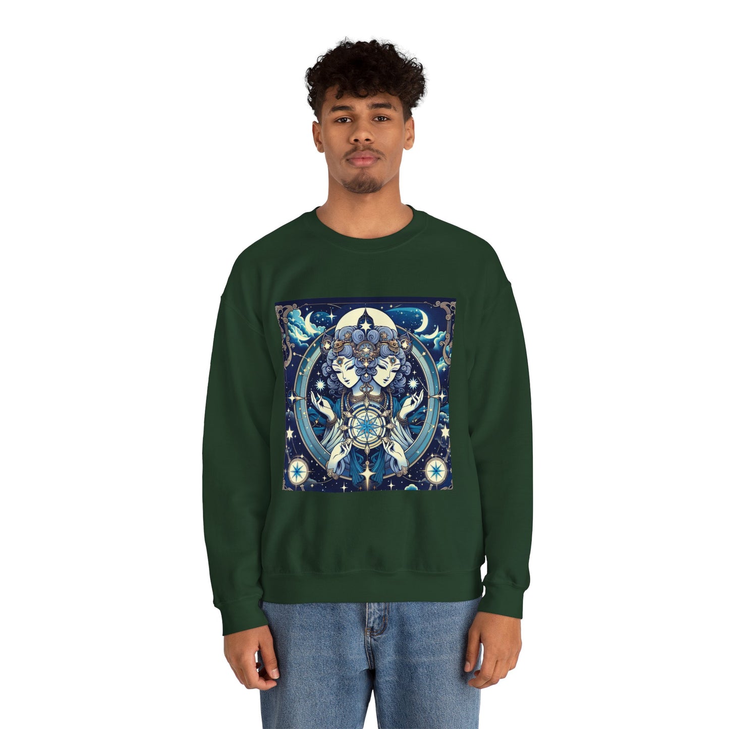 Unisex Heavy Blend™ Crewneck Sweatshirt,Twin Body, Gemini Zodiac Design