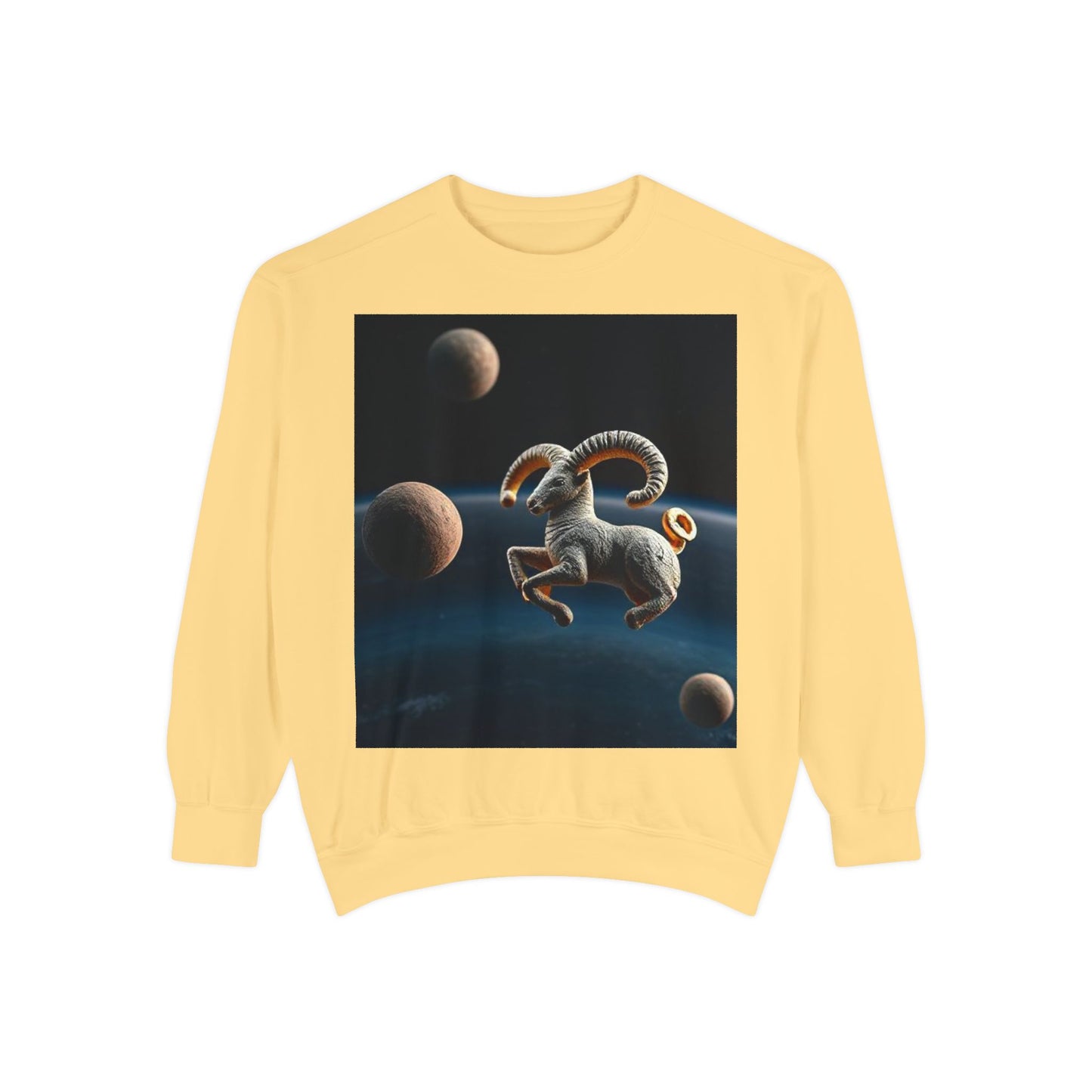 Garment-Dyed Sweatshirt, Unisex, Space Animal Design v1, Aries