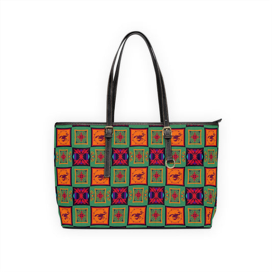 Leather Shoulder Bag, Scorpio, Zodiac v4, Shapes Pattern