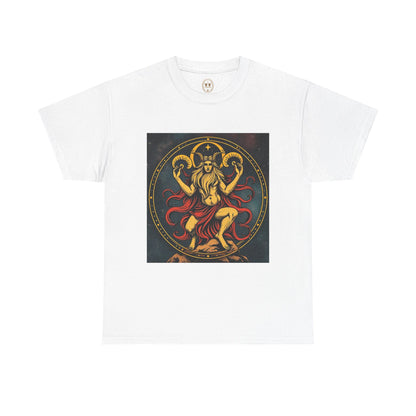 Unisex Heavy Cotton T-Shirt, Aries God 3v, Zodiac Design