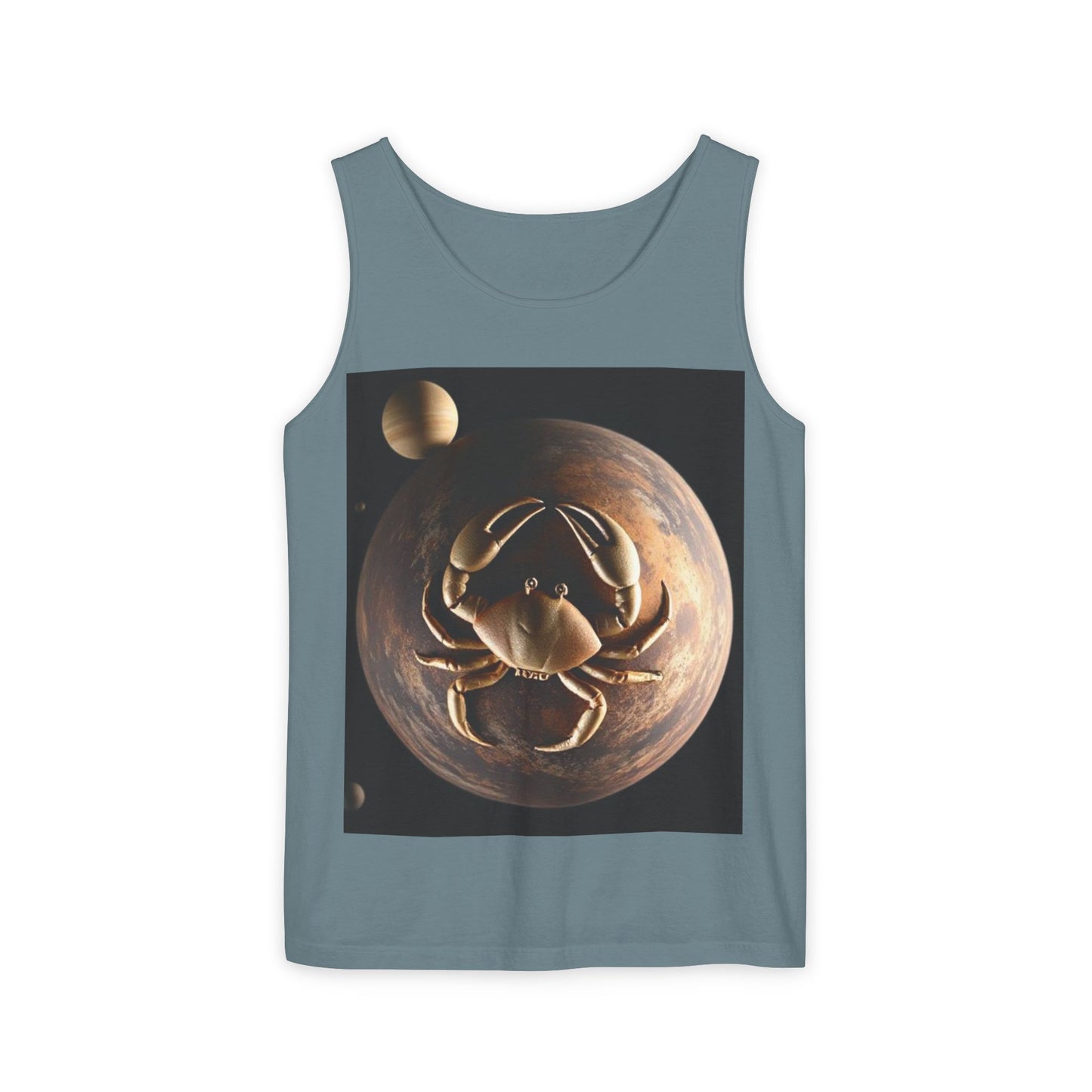 Unisex Garment-Dyed, Tank Top, Cancer Design, Planet Crab v1, 100% US cotton