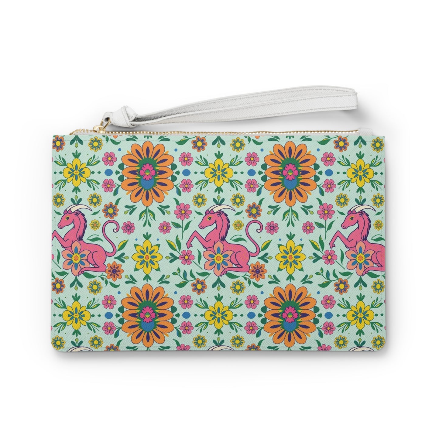 Clutch Bag, Aquarius, Zodiac v4, Flower Pattern