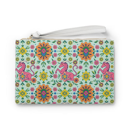 Clutch Bag, Aquarius, Zodiac v4, Flower Pattern