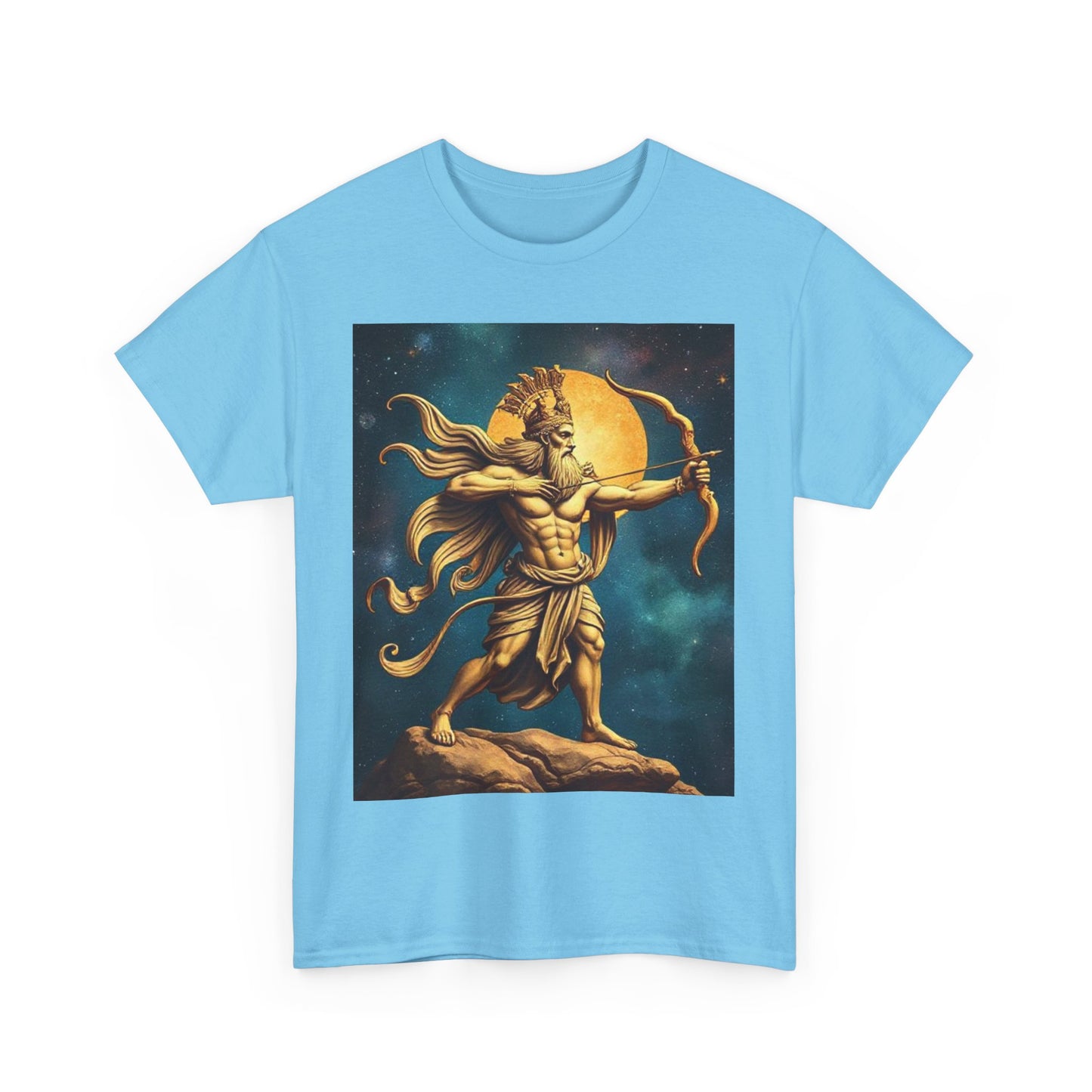 Unisex Heavy Cotton T-Shirt, Midnight Arrow v1, Sagittarius Zodiac Design