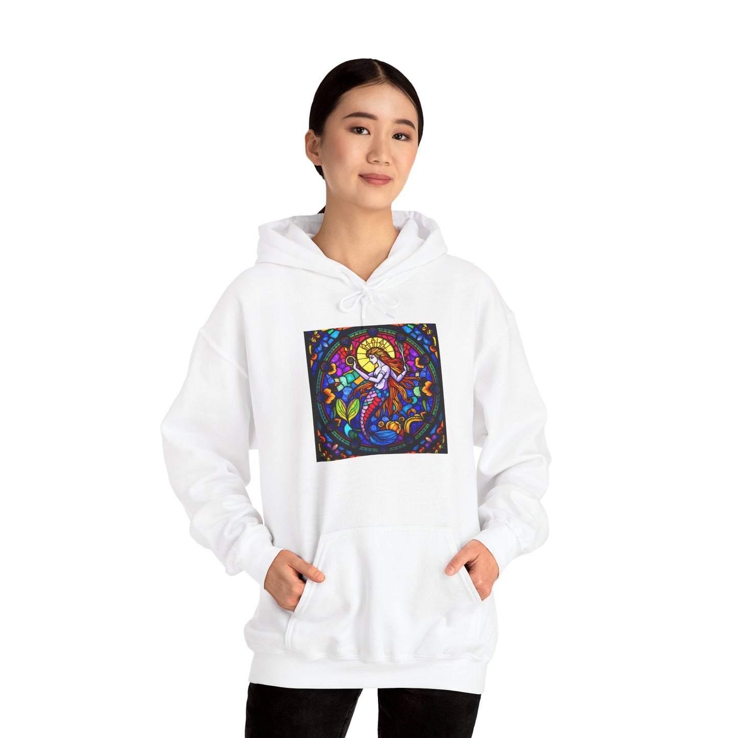 Unisex Heavy Blend™ Hooded Sweatshirt with glass Aquarius zodiac design