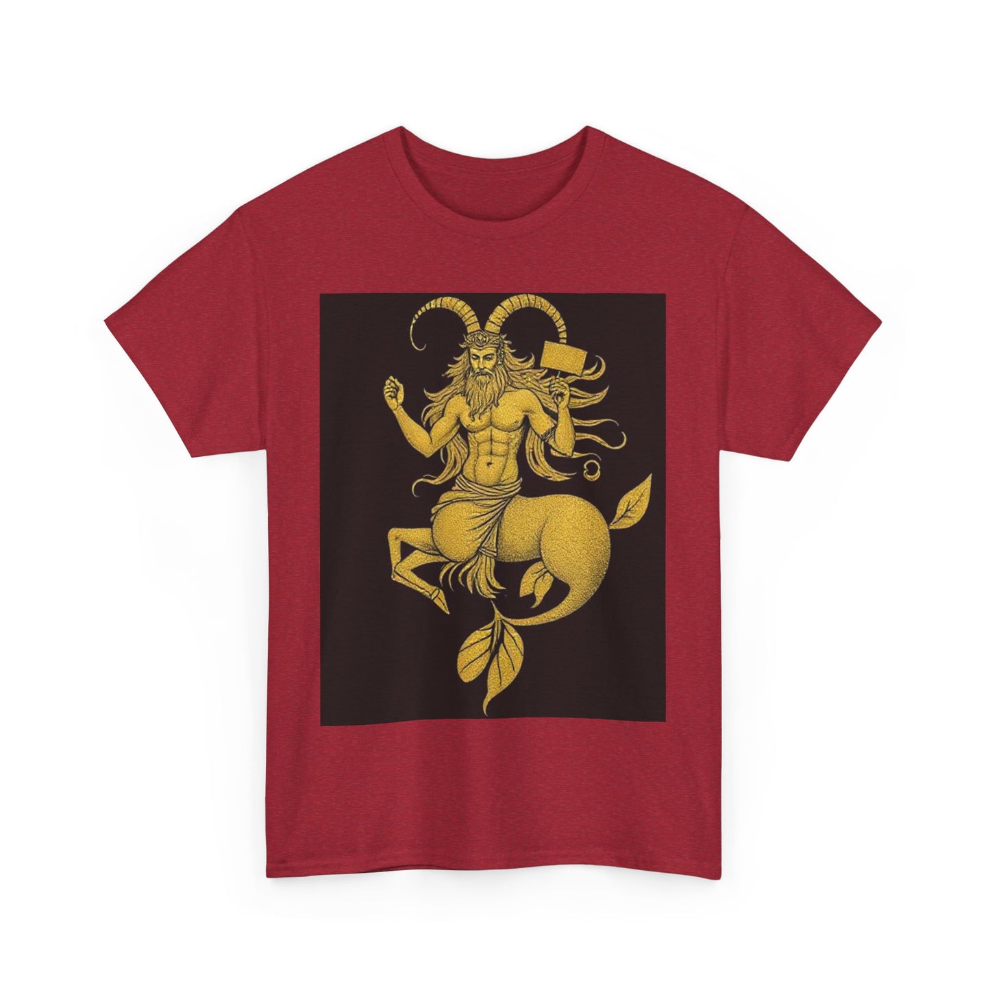 Unisex Heavy Cotton T-Shirt, Capricorn God, Zodiac Design