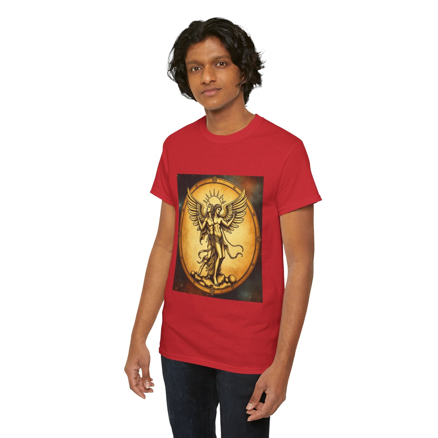Unisex Heavy Cotton T-Shirt, Angel Twin, Gemini Zodiac Design