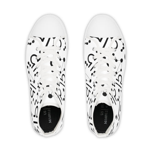 Men's High Top Sneakers, Breathable polyester canvas, Libra Zodiac Design