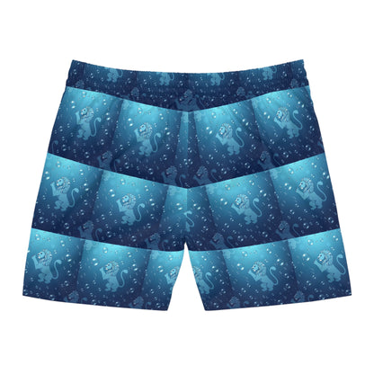 Men's Mid-Length Swim Shorts, (AOP), Leo, Zodiac v1, Bubble Pattern