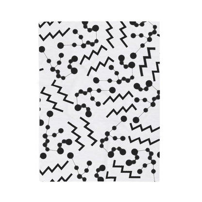 Velveteen Plush Blanket, Aquarius Zodiac Sign, Constellation & Symbol, White, 100% polyester
