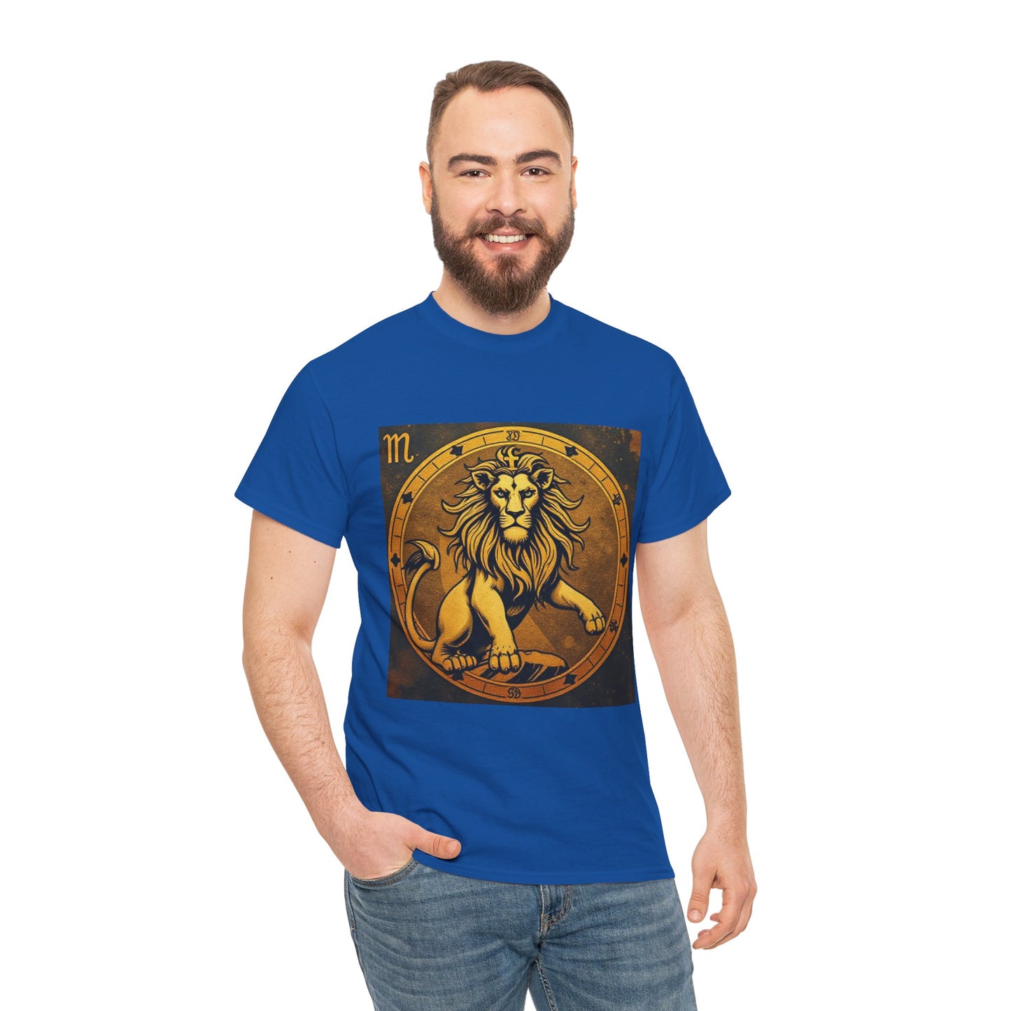 Unisex Heavy Cotton T-Shirt, Gold Lion, Leo Zodiac Design