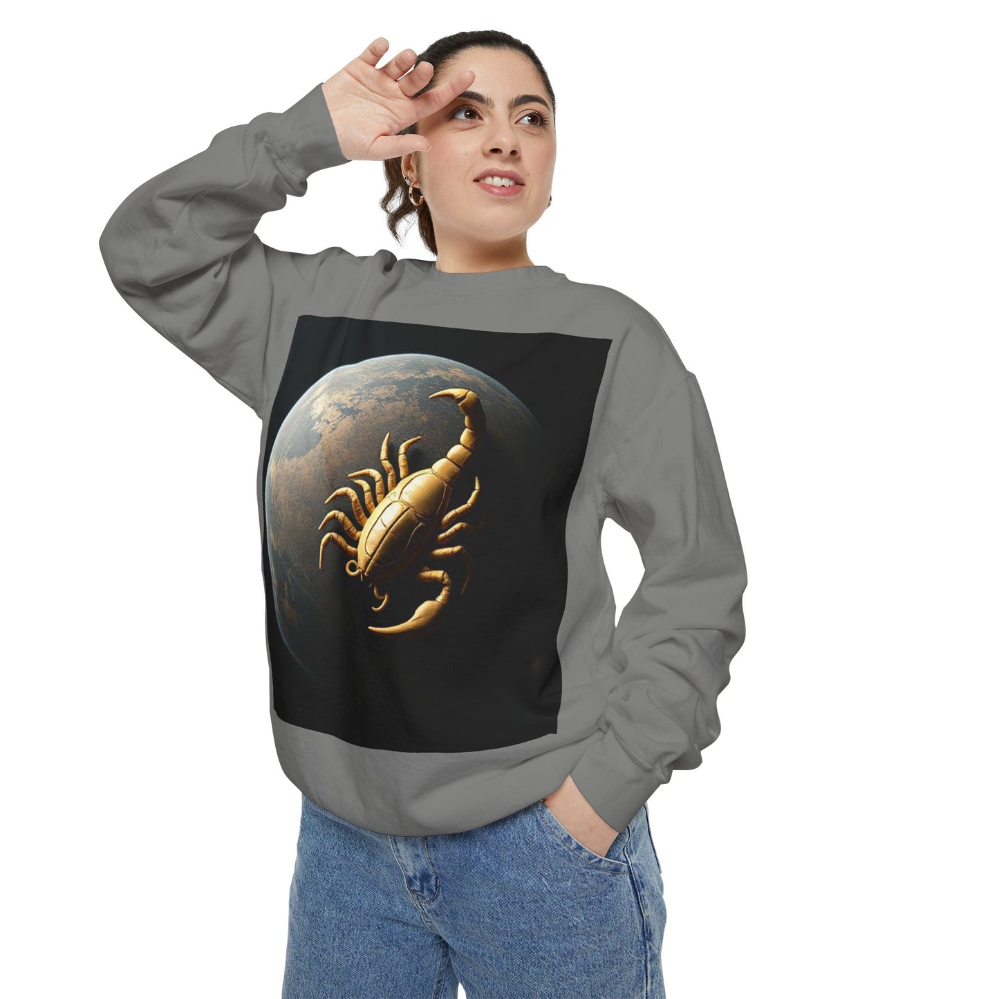 Garment-Dyed Sweatshirt, Unisex, Space Animal Design v1, Scorpio
