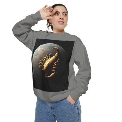 Garment-Dyed Sweatshirt, Unisex, Space Animal Design v1, Scorpio