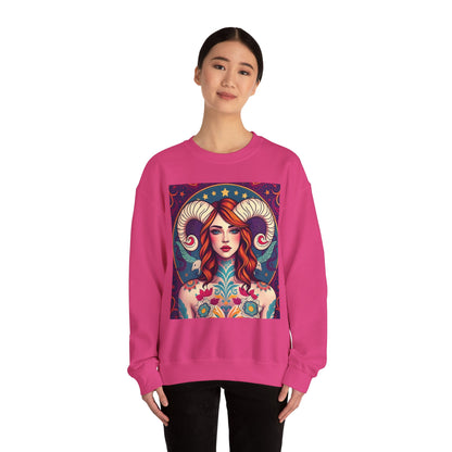 Unisex Heavy Blend™ Crewneck Sweatshirt, Aries, Zodiac v1, Sexy Pattern