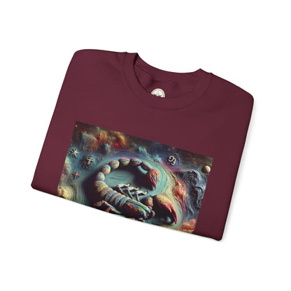 Unisex Heavy Blend™ Crewneck Sweatshirt, Trippy Mist Scorpion, Scorpio Zodiac Design