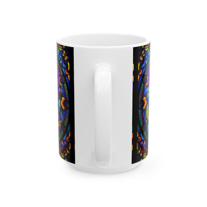 Ceramic Mug, (11oz, 15oz), Ceramic Coffee Mug, AOP, Glass Design, Aquarius Zodiac