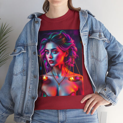 Unisex Heavy Cotton T-Shirt, Libra, Zodiac v3, Sexy Art