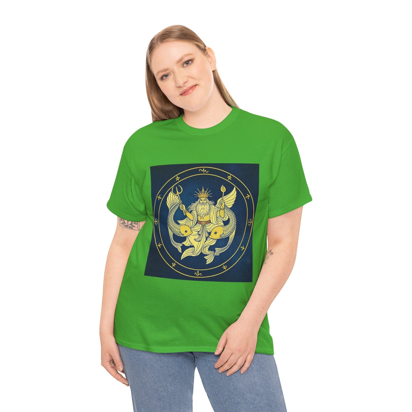 Unisex Heavy Cotton T-Shirt, King of Pisces, Zodiac Design