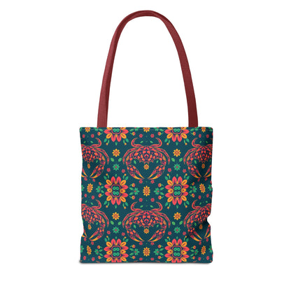 Tote Bag (AOP), Cancer, Zodiac v2, Flower Pattern