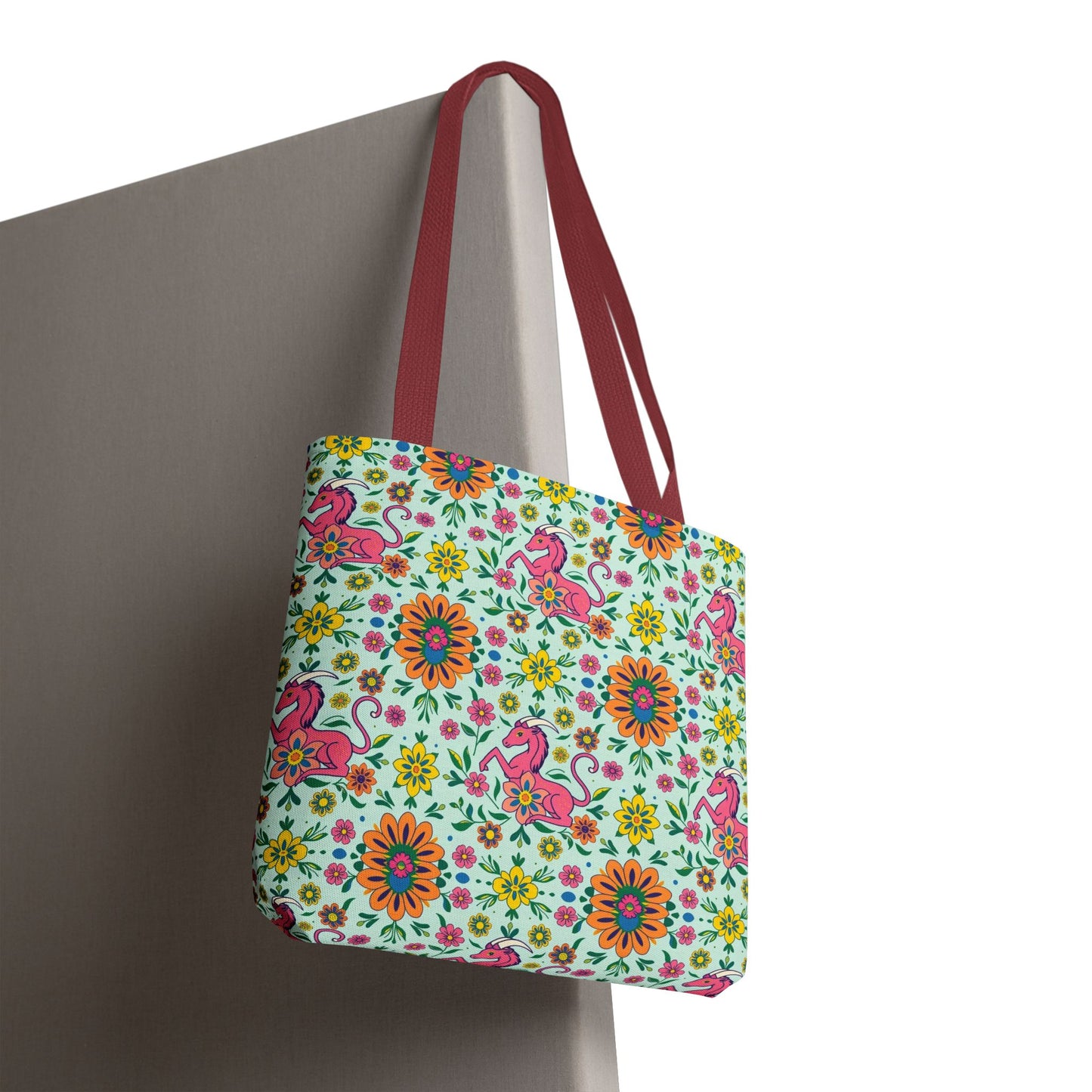 Tote Bag (AOP), Aquarius, Zodiac, Flower Pattern