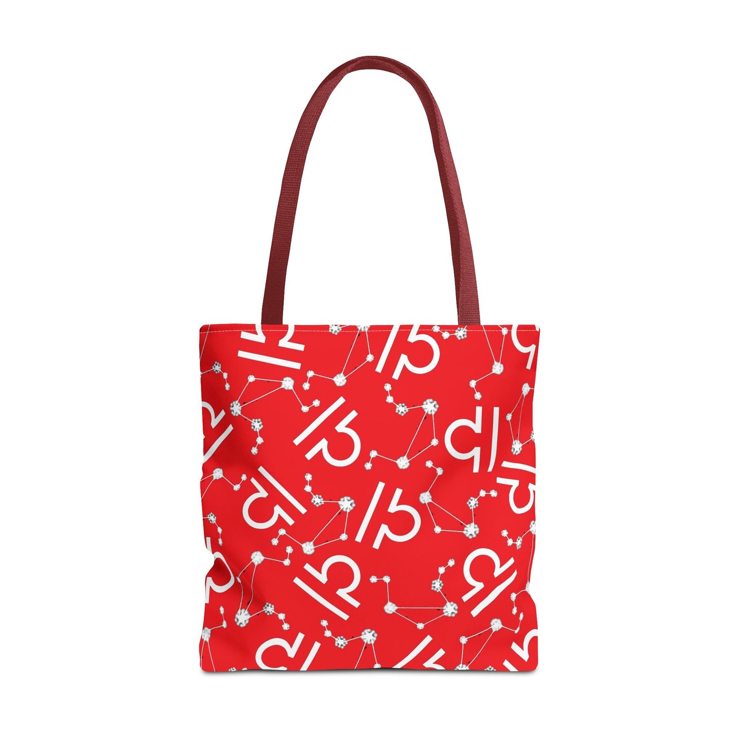 Tote Bag, Libra Zodiac Sign, AOP, (Red, White)