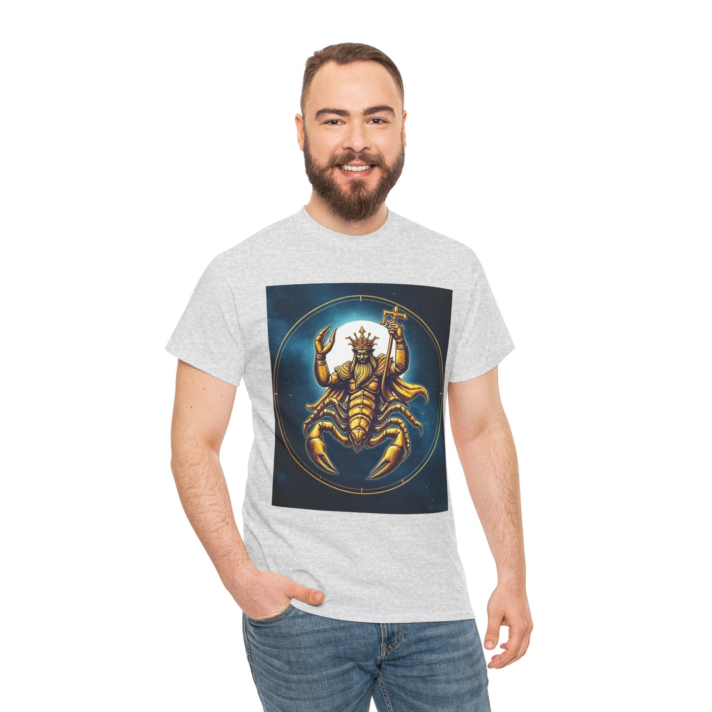 Unisex Heavy Cotton T-Shirt, Moon v1, Scorpio Zodiac Design