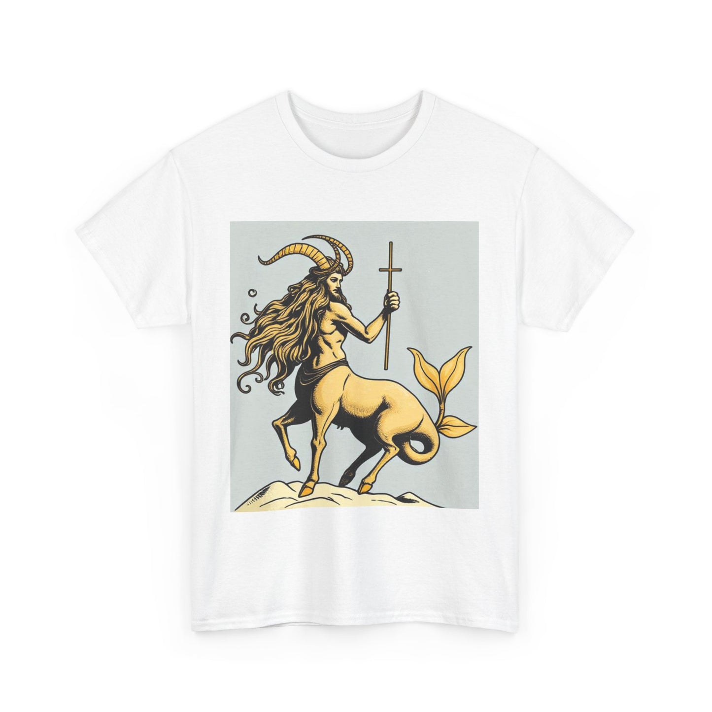 Unisex Heavy Cotton T-Shirt, Capricorn God v3, Zodiac Design