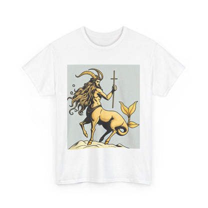 Unisex Heavy Cotton T-Shirt, Capricorn God v3, Zodiac Design