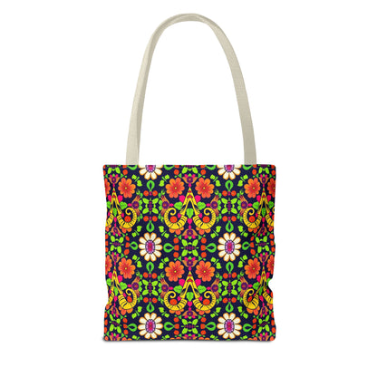 Tote Bag (AOP), Aries, Zodiac, Flower Pattern
