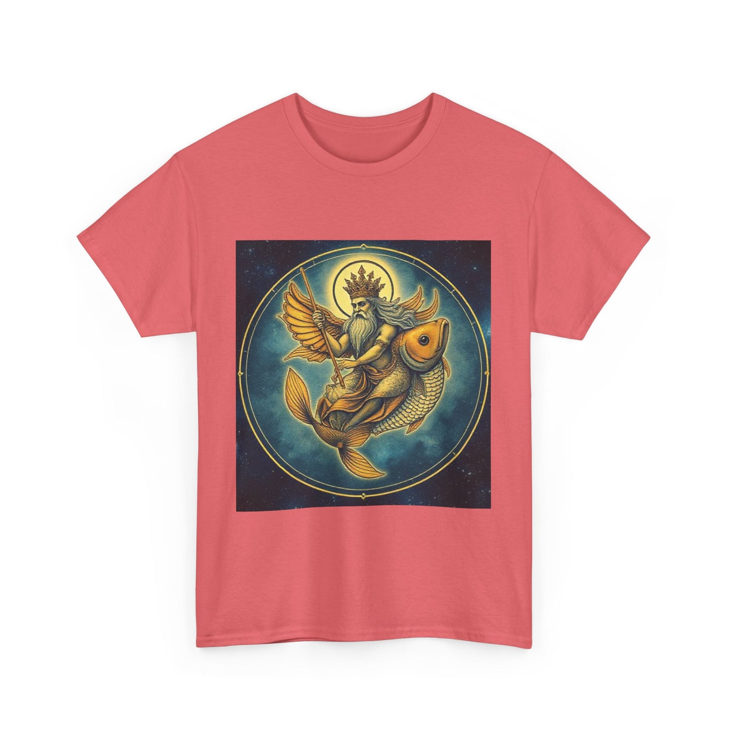 Unisex Heavy Cotton T-Shirt, Pisces King. Zodiac Design