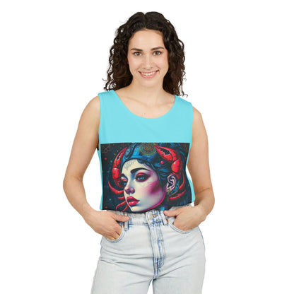 Unisex Garment-Dyed, Tank Top, Cancer, Pop Art v1, 100% US cotton