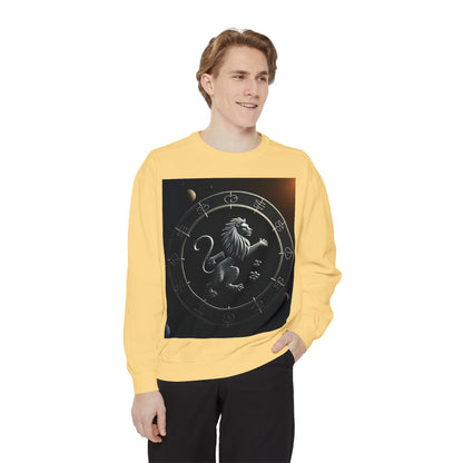 Garment-Dyed Sweatshirt, Unisex, Space Animal Design, Leo