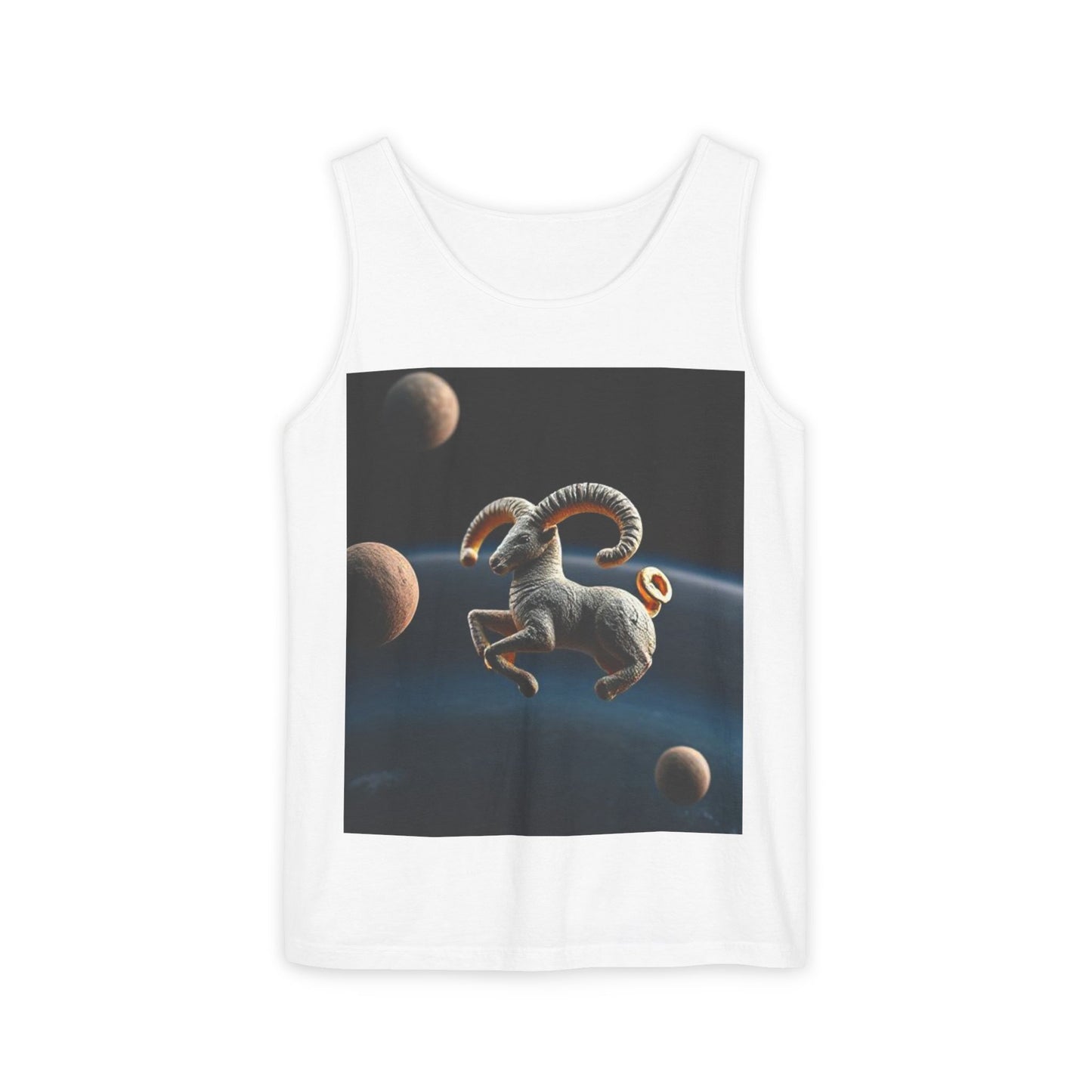 Unisex Garment-Dyed, Tank Top, Aries Design, Planet Animal v1, 100% US cotton