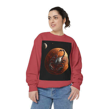 Garment-Dyed Sweatshirt, Unisex, Space Animal Design, Scorpio