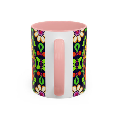 Accent Coffee Mug, Aries, Zodiac v2, Flower Pattern, (11, 15oz)
