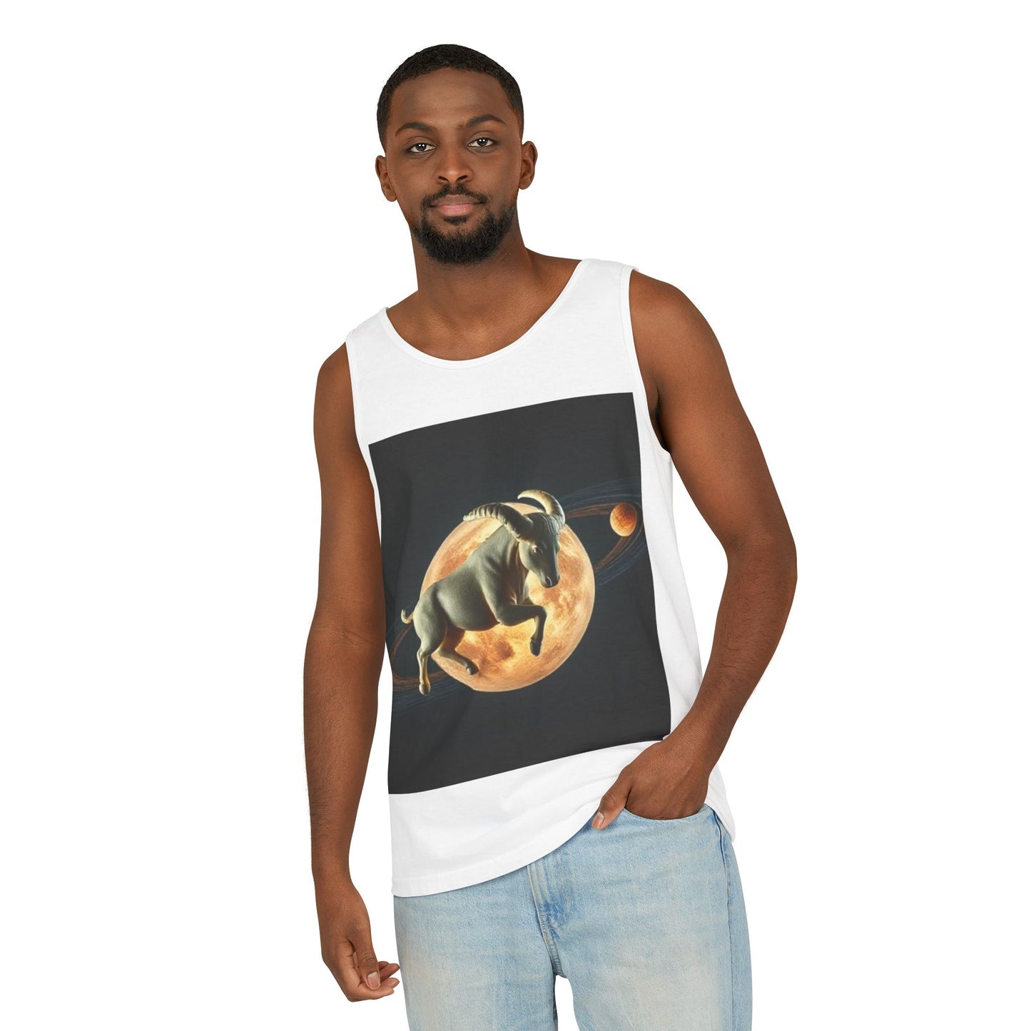 Unisex Garment-Dyed, Tank Top, Taurus Design, Planet Animal, 100% US cotton
