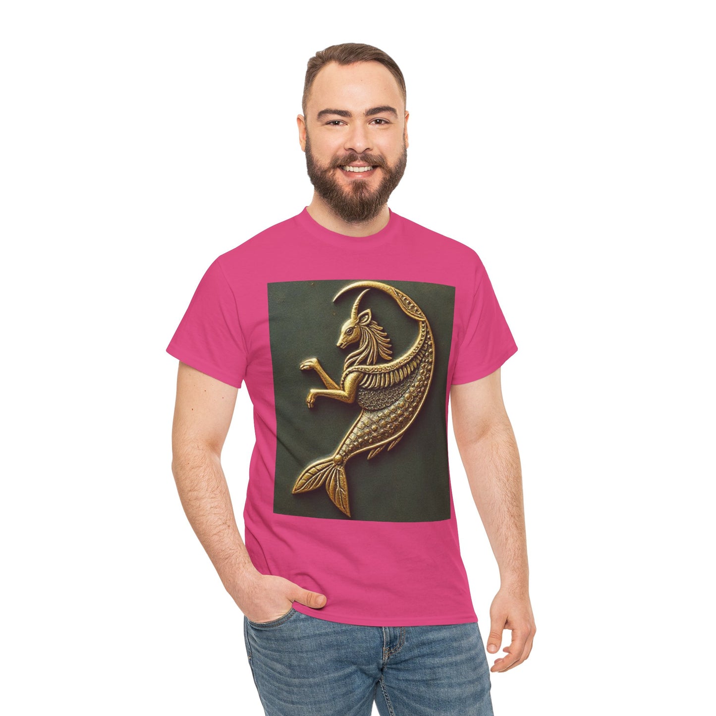Unisex Heavy Cotton T-Shirt, Capricorn Animal. Symbol, Zodiac Design