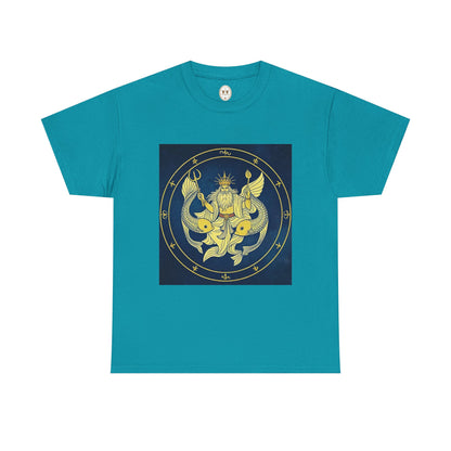 Unisex Heavy Cotton T-Shirt, King of Pisces, Zodiac Design