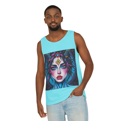 Unisex Garment-Dyed, Tank Top, Aquarius Design, Pop Art, 100% Ringspun US cotton