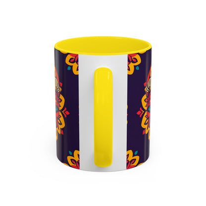 Accent Coffee Mug, Taurus, Zodiac v4. Flower Pattern, (11, 15oz)