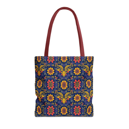 Tote Bag, (AOP), Taurus, Zodiac v3, Flower Pattern