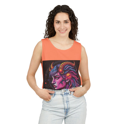 Unisex Garment-Dyed, Tank Top, Virgo Design, Pop Art v1, 100% US cotton