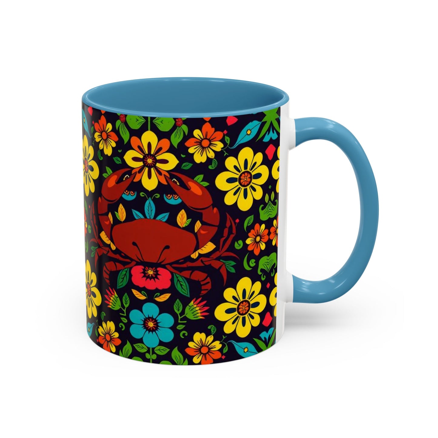 Accent Coffee Mug, Cancer, Zodiac v2, Flower Pattern, (11, 15oz)